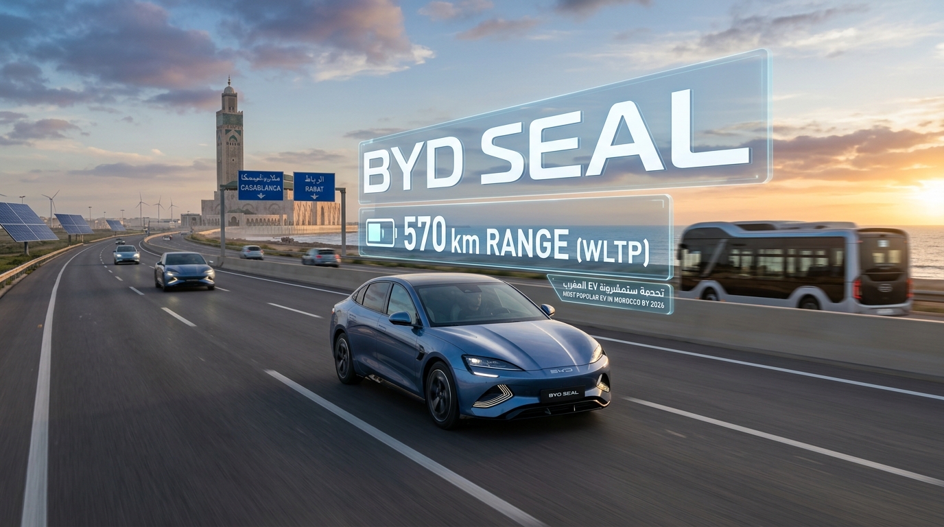 Voiture électrique BYD Seal en charge sur borne au Maroc