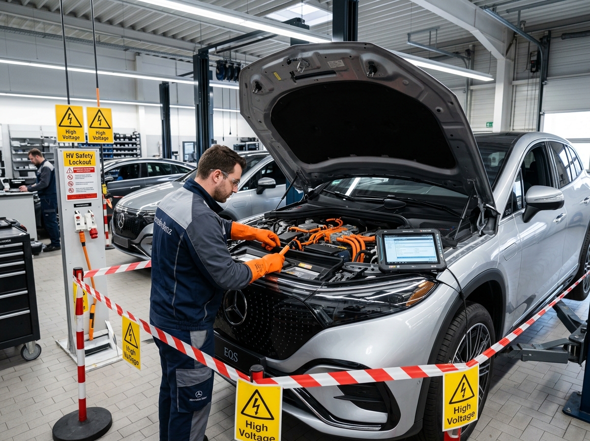 Mercedes électrique EQ entretien haute tension certifié Square YM Casablanca Maroc